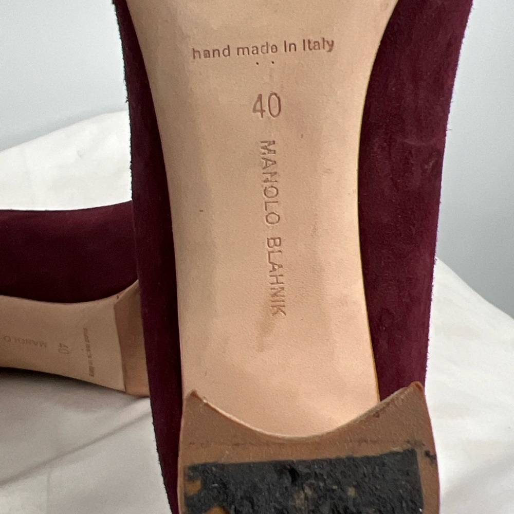 Manolo Blahnik Women's Tucciototo Block-Heel Suede Pumps Size 40 EU 10 US 90mm - Picture 11 of 13